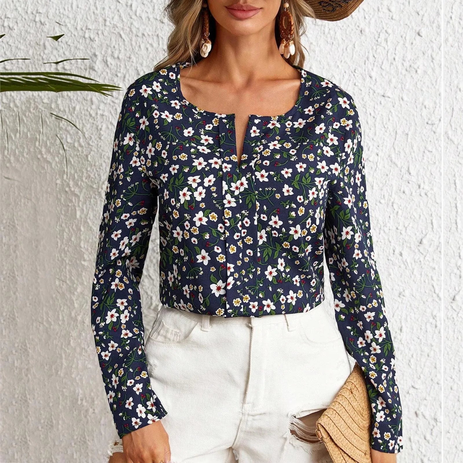 Blusa Elegante Feminina com Estampa de Bolinhas