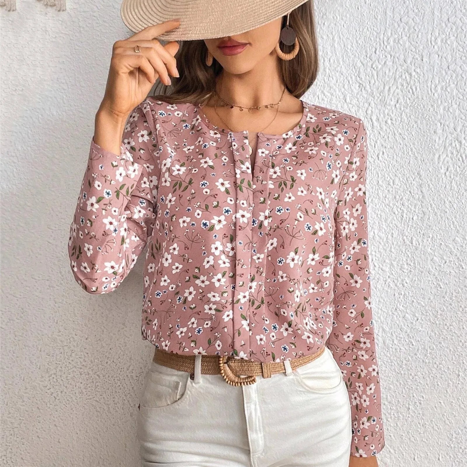 Blusa Elegante Feminina com Estampa de Bolinhas