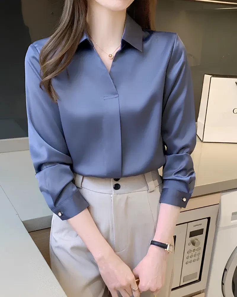 Camisa Feminina Social Manga Longa Office – Estilo Corporativo Moderno