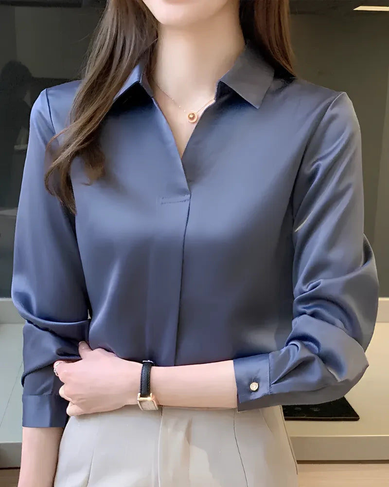 Camisa Feminina Social Manga Longa Office – Estilo Corporativo Moderno