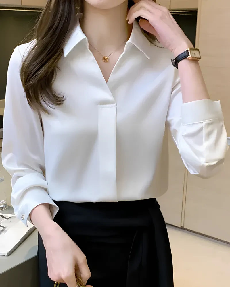 Camisa Feminina Social Manga Longa Office – Estilo Corporativo Moderno