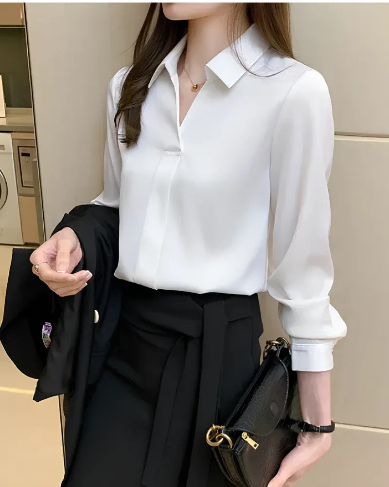 Camisa Feminina Social Manga Longa Office – Estilo Corporativo Moderno