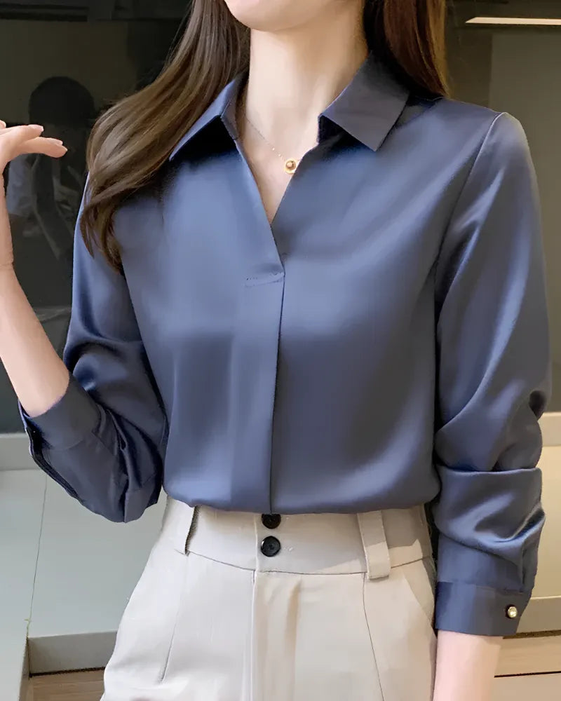 Camisa Feminina Social Manga Longa Office – Estilo Corporativo Moderno