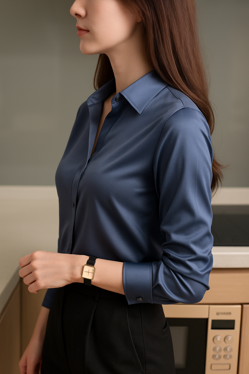 Camisa Feminina de Seda Manga Longa “Dubai” – Luxo & Elegância