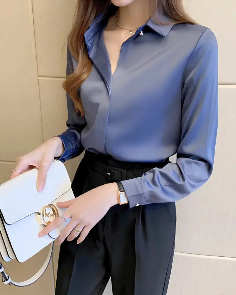 Camisa Feminina de Seda Manga Longa “Dubai” – Luxo & Elegância