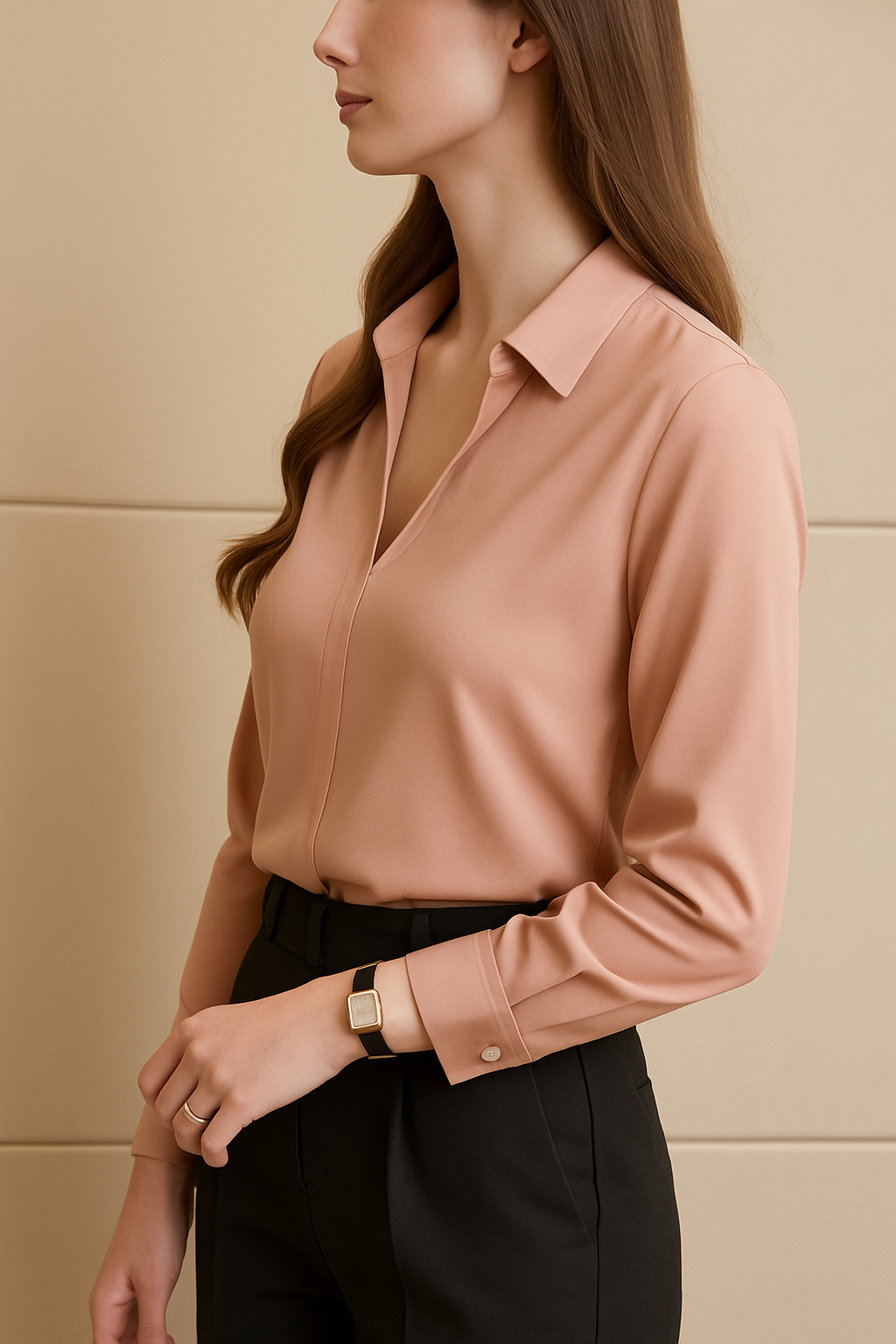 Camisa Feminina de Seda Manga Longa “Dubai” – Luxo & Elegância