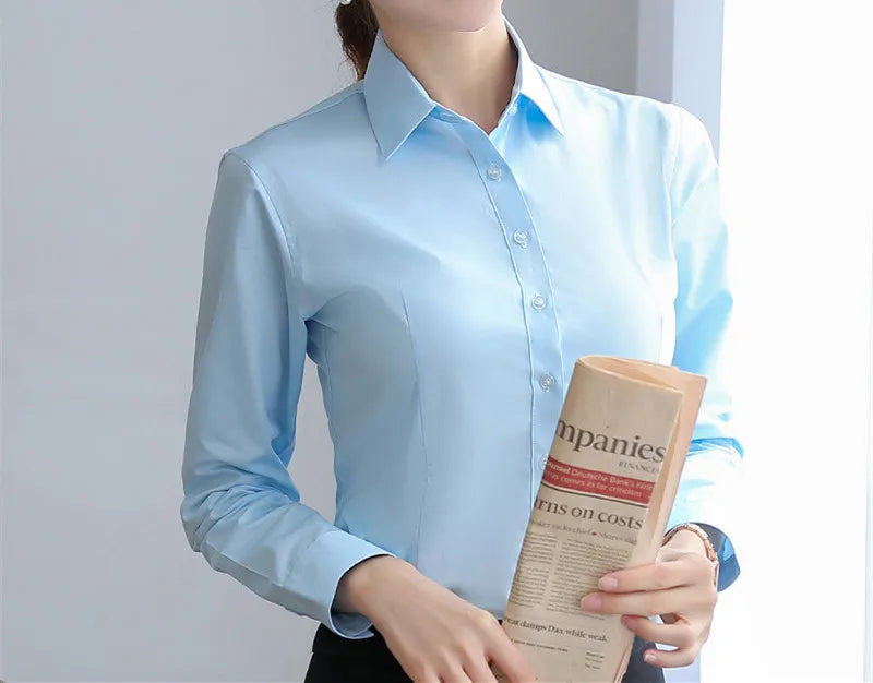 Camisa Social Feminina Manga Longa Elegante – Estilo Executivo para Mulher