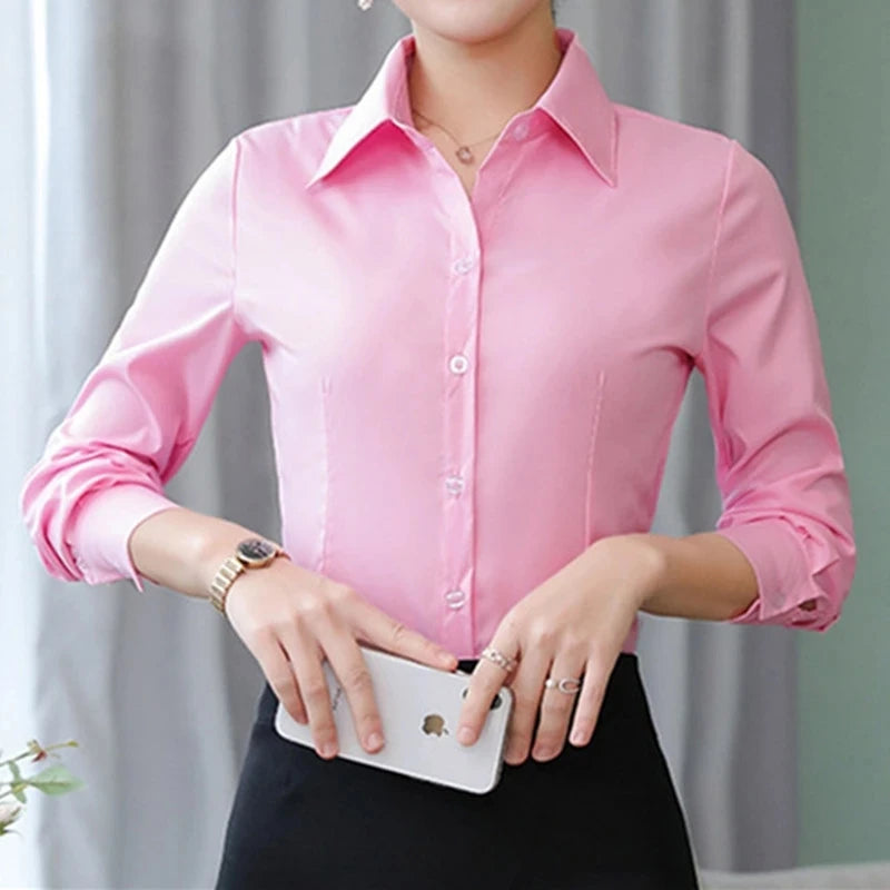 Camisa Social Feminina Manga Longa Elegante – Estilo Executivo para Mulher