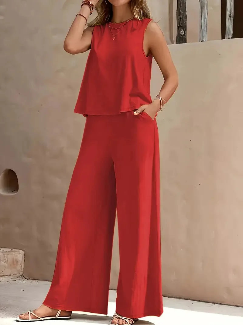Conjunto Feminino Elegante Sem Mangas - Verão 2025