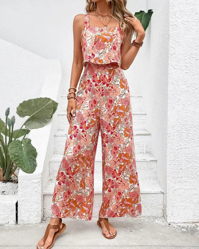 Macacão Feminino Floral Sem Mangas Summer