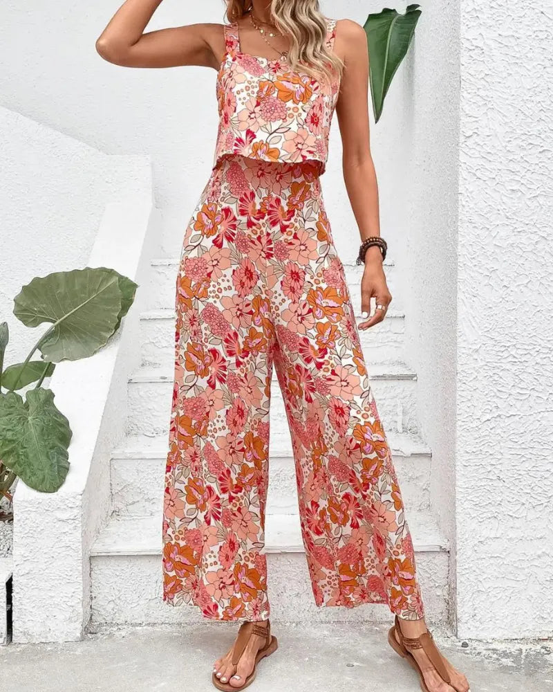 Macacão Feminino Floral Sem Mangas Summer