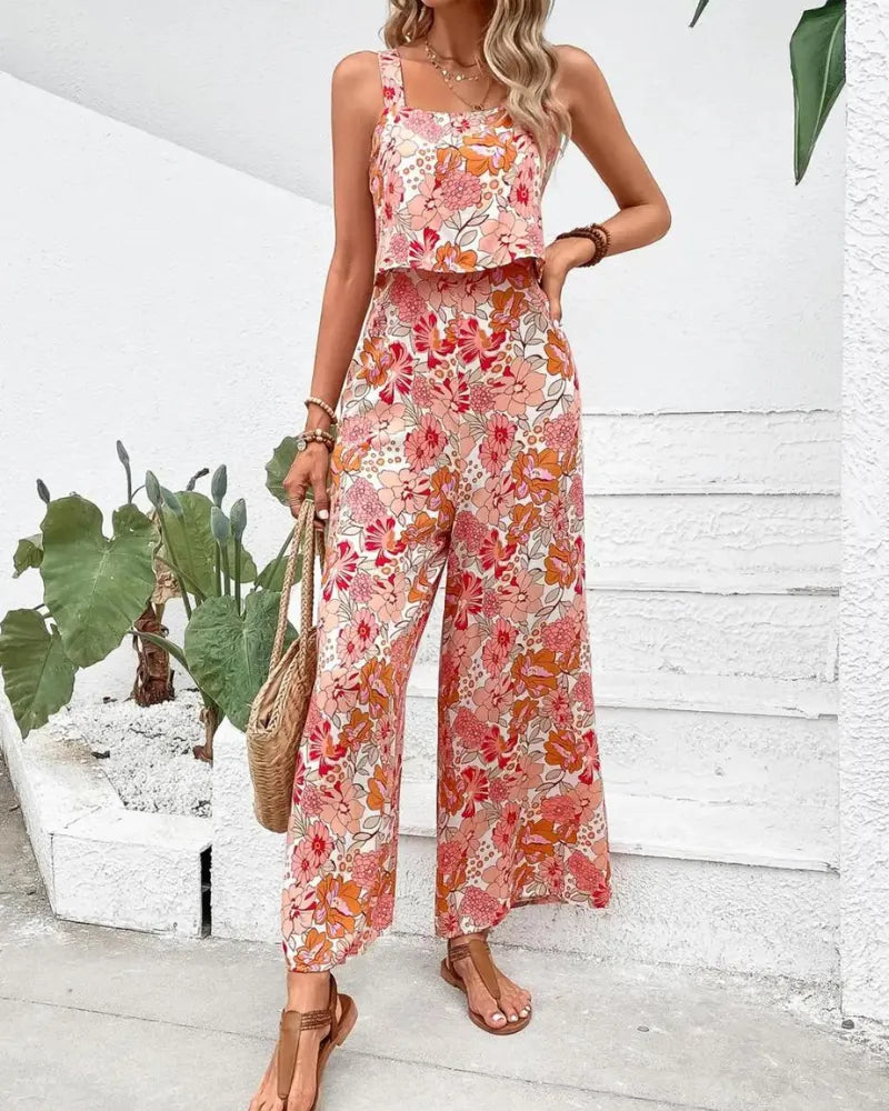 Macacão Feminino Floral Sem Mangas Summer