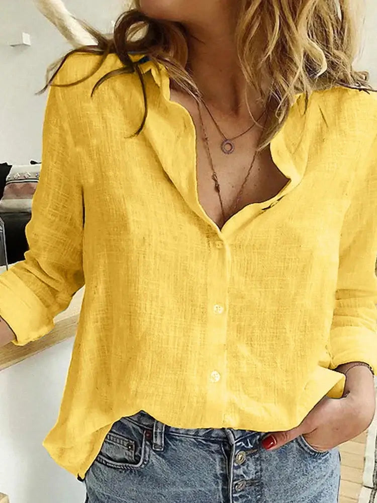 Blusa Boho Feminina de Manga Longa com Botões