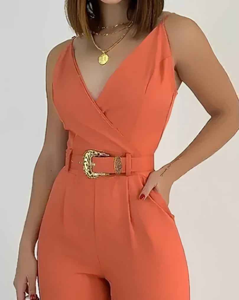 Macacão Feminino com Cinto Ajustável – Visual Moderno para Mulher Atual