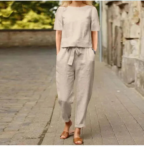Conjunto Feminino de Linho com Estilo Elegante e Confortável