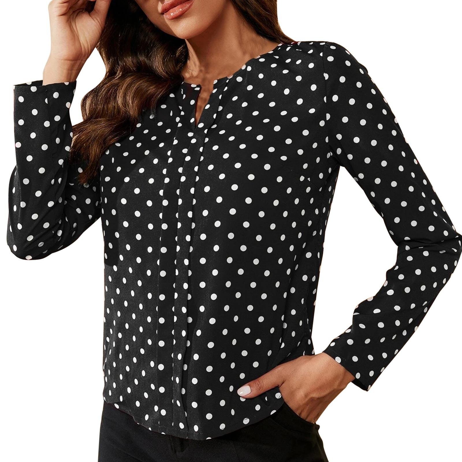 Blusa Elegante Feminina com Estampa de Bolinhas
