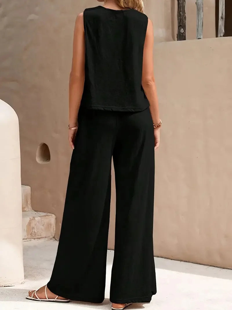 Conjunto Feminino Elegante Sem Mangas - Verão 2025