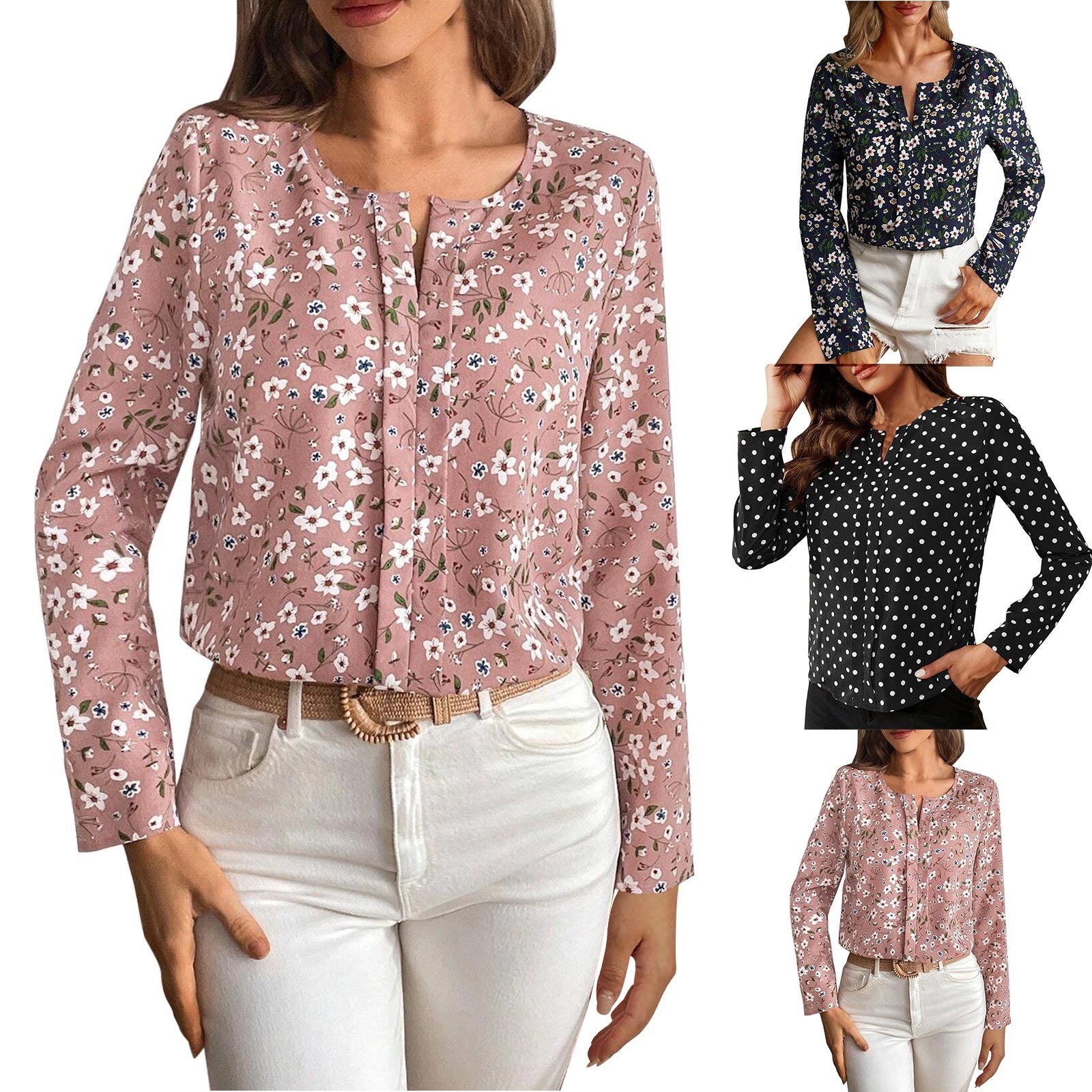 Blusa Elegante Feminina com Estampa de Bolinhas