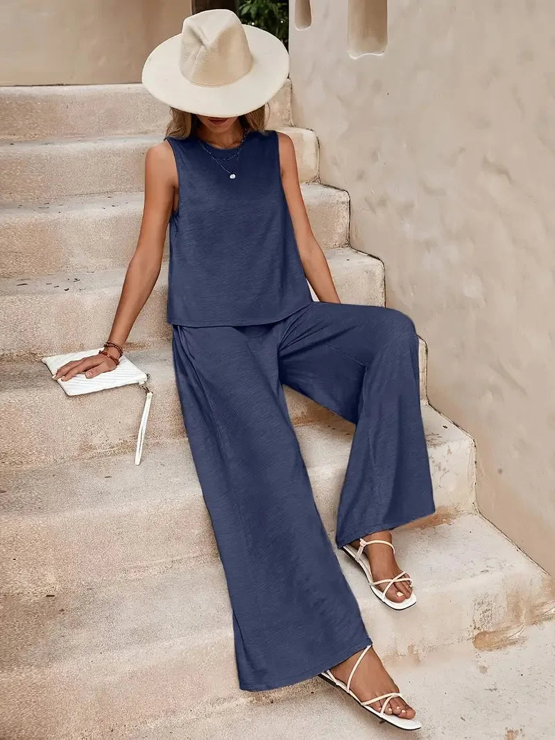 Conjunto Feminino Elegante Sem Mangas - Verão 2025