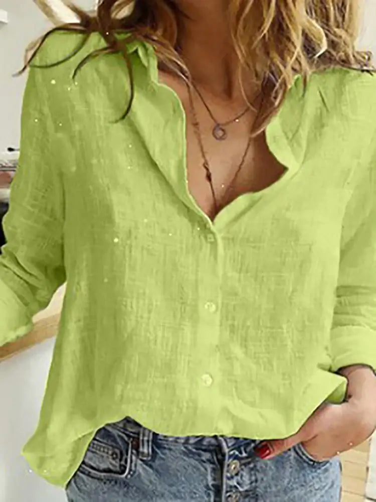 Blusa Boho Feminina de Manga Longa com Botões