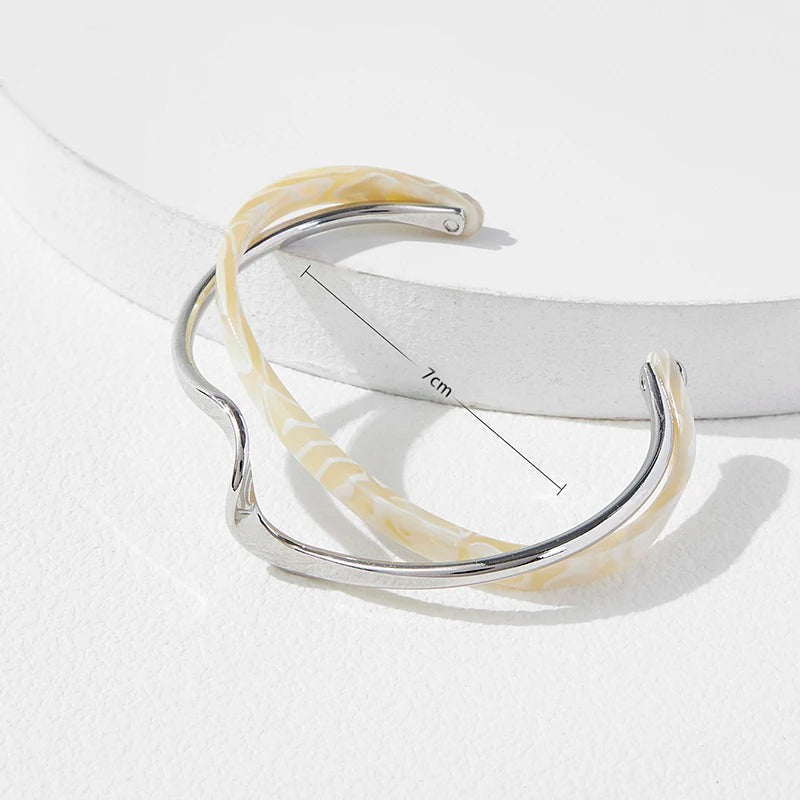 BRACELETE FEMININO EM AÇO INOXIDÁVEL PÉROLA