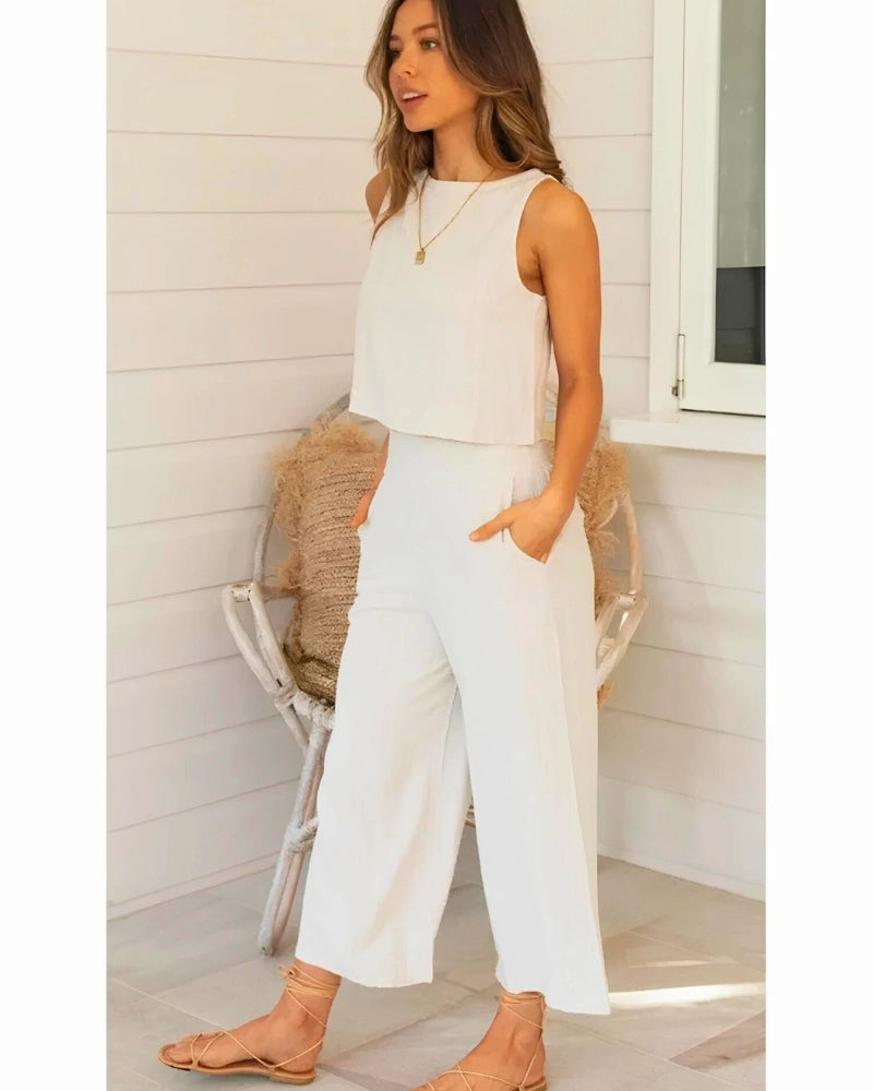 Conjuntinho Feminino Com Calça Pantacourt Em Viscolinho