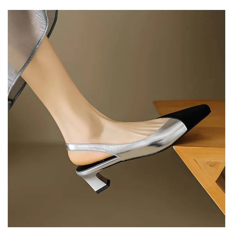 Scarpin Slingback Luxo Bicolor