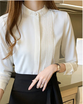 Camisa Feminina Manga Longa Gola Padre Meca - Domana