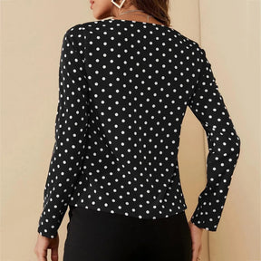 Blusa Elegante Feminina com Estampa de Bolinhas
