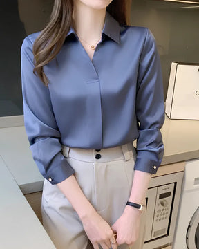 Camisa Feminina Social Manga Longa Office – Estilo Corporativo Moderno