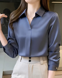 Camisa Feminina Social Manga Longa Office – Estilo Corporativo Moderno