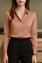 Camisa Feminina de Seda Manga Longa “Dubai” – Luxo & Elegância