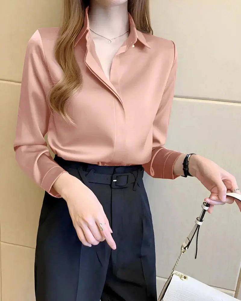 Camisa Feminina de Seda Manga Longa “Dubai” – Luxo & Elegância