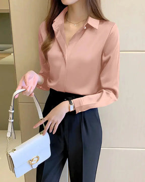 Camisa Feminina de Seda Manga Longa “Dubai” – Luxo & Elegância