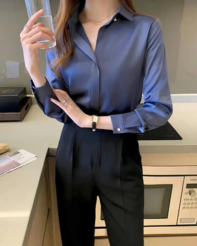 Camisa Feminina de Seda Manga Longa “Dubai” – Luxo & Elegância