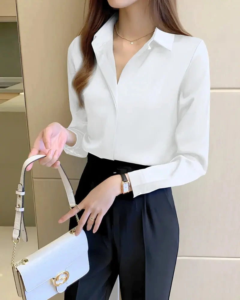 Camisa Feminina de Seda Manga Longa “Dubai” – Luxo & Elegância