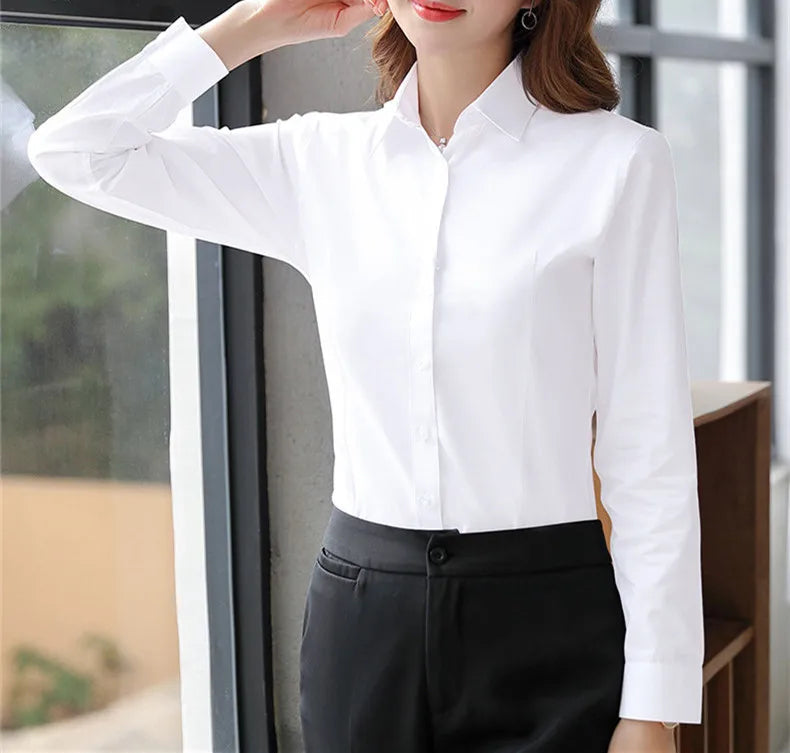 Camisa Social Feminina Manga Longa Elegante – Estilo Executivo para Mulher