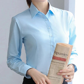 Camisa Social Feminina Manga Longa Elegante – Estilo Executivo para Mulher