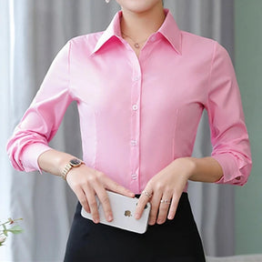 Camisa Social Feminina Manga Longa Elegante – Estilo Executivo para Mulher
