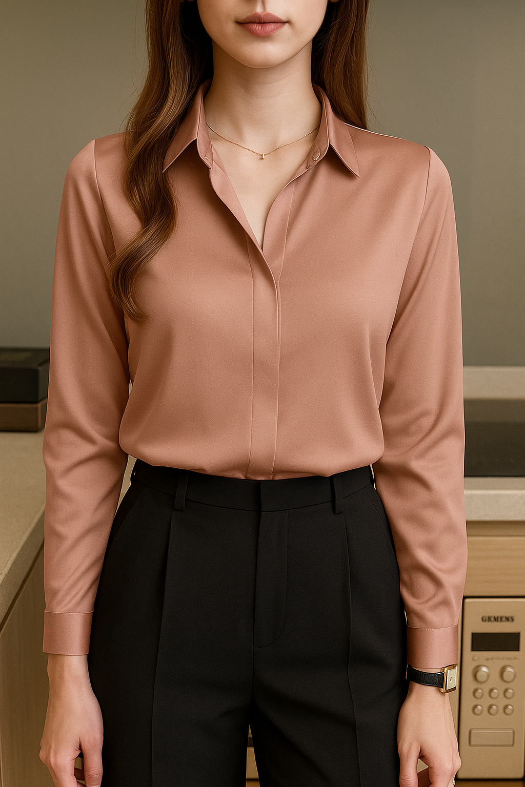 Camisa De Seda Manga Longa Feminina Dubai