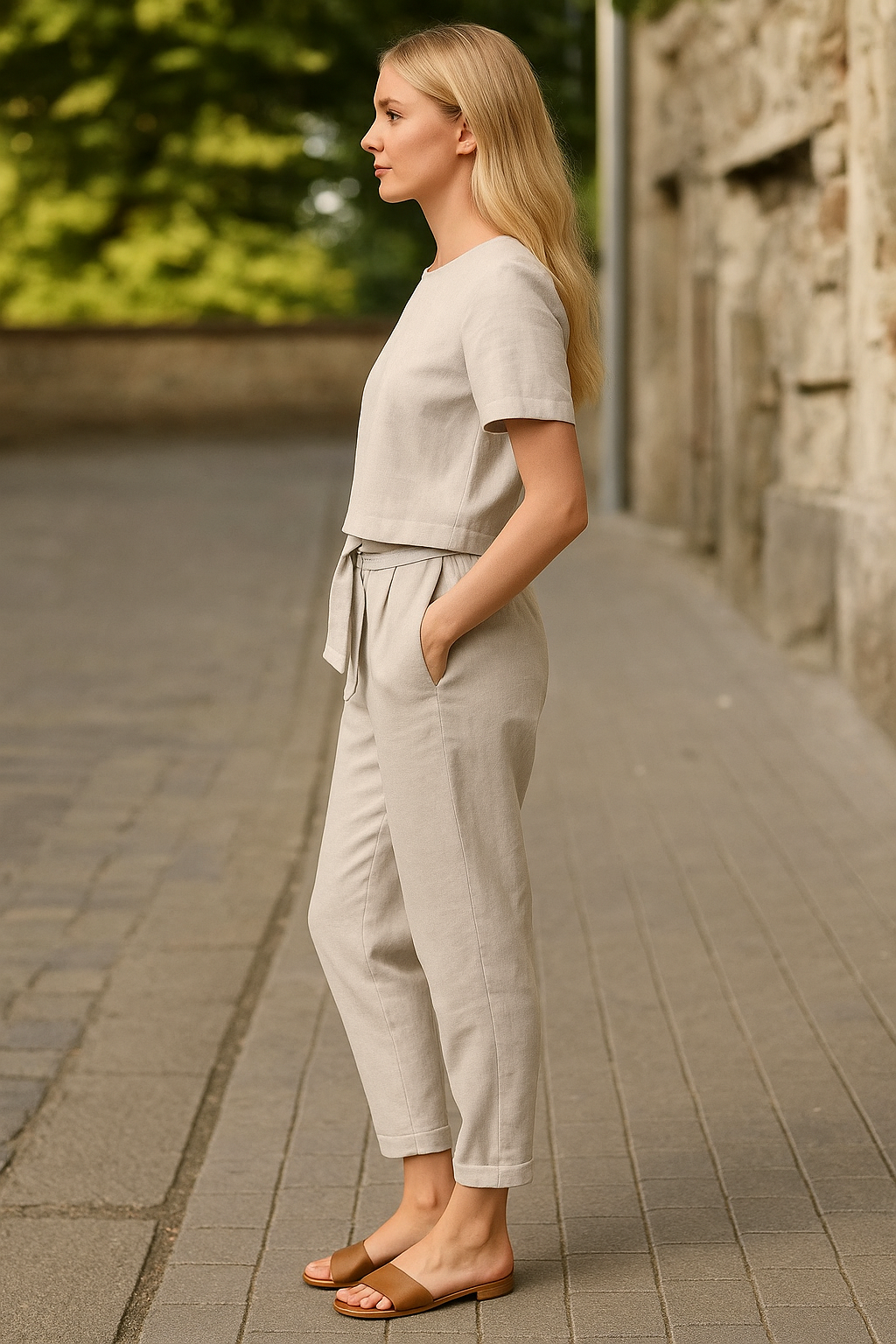 Conjunto Feminino de Linho com Estilo Elegante e Confortável