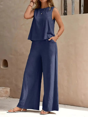 Conjunto Feminino Elegante Sem Mangas - Verão 2025