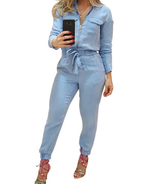 Macacão Feminino Manga Longa com Zíper e Bolsos – Estilo e Funcionalidade