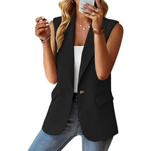 Blazer Colete Feminino Elegante com Lapela e Botão Único