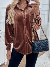 Camisa Veludo Feminina Elegante Inverno 2025