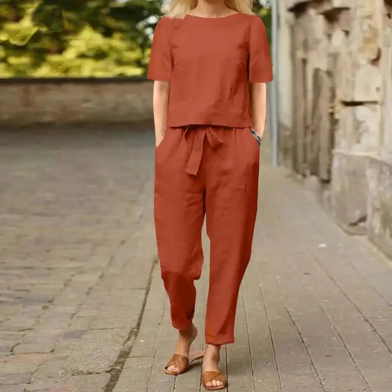 Conjunto Feminino de Linho com Estilo Elegante e Confortável