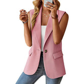 Blazer Colete Feminino Elegante com Lapela e Botão Único