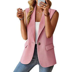 Blazer Colete Feminino Elegante com Lapela e Botão Único