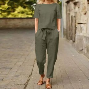 Conjunto Feminino de Linho com Estilo Elegante e Confortável