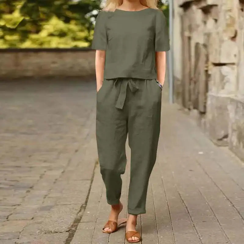 Conjunto Feminino de Linho com Estilo Elegante e Confortável